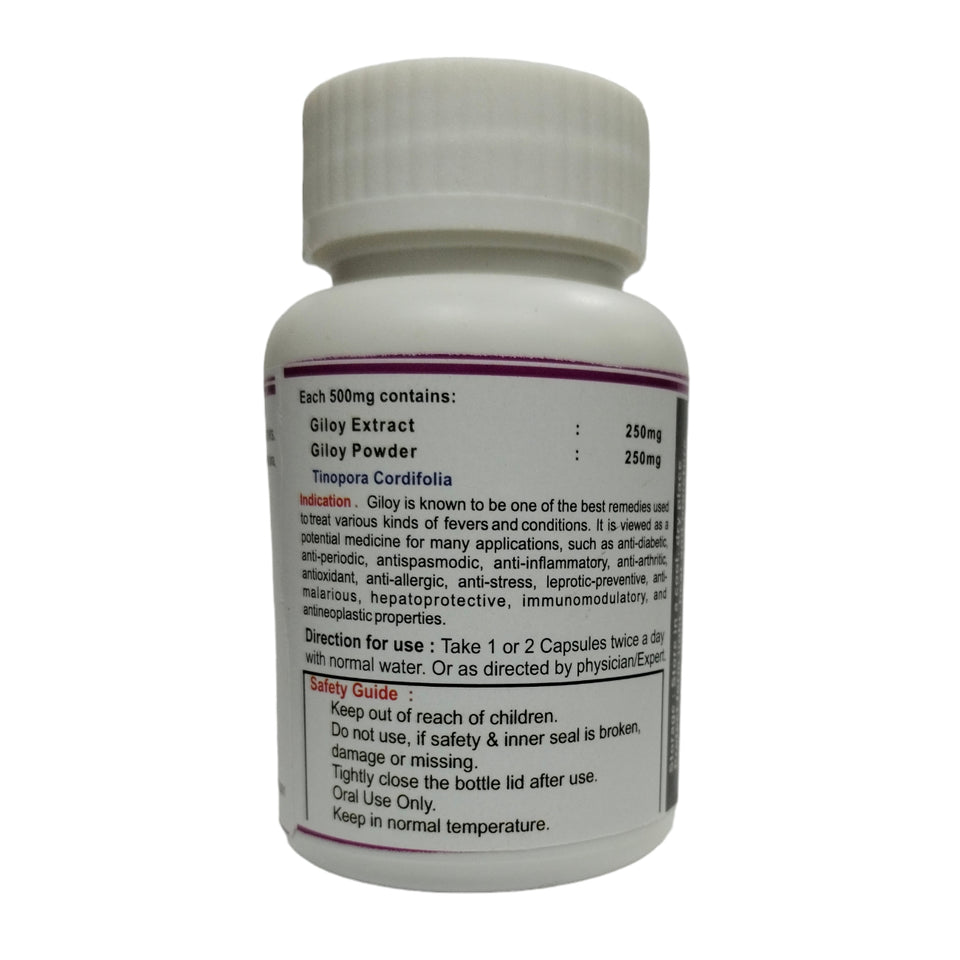 Kunjika Jadibooti Giloy (Guduchi) Capsules 500mg with Giloy Extract, Ayurvedic Immunity Booster & Helps in Blood Purification Capsules  | Pack of 30 Capsules