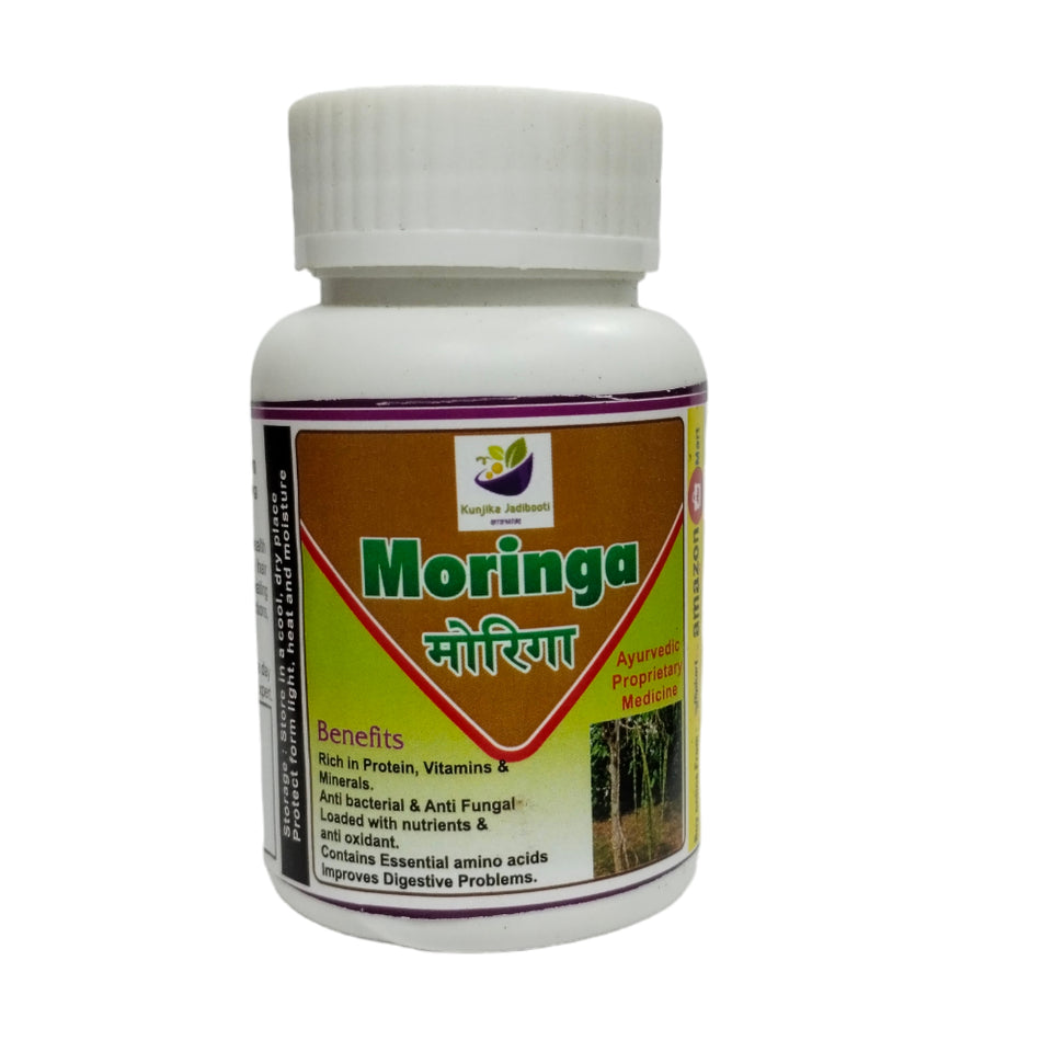 Kunjika Jadibooti Moringa Capsules 500mg with Moringa Extract, Ayurvedic | Helpful in Overall Health & Wellness | Helps in Digestion & Acts as a Detoxifier | Supports Healthy Cholesterol Level | 30 Capsules