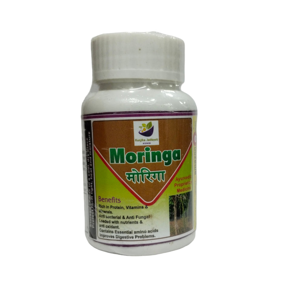 Kunjika Jadibooti Moringa Capsules 500mg with Moringa Extract, Ayurvedic | Helpful in Overall Health & Wellness | Helps in Digestion & Acts as a Detoxifier | Supports Healthy Cholesterol Level | 30 Capsules