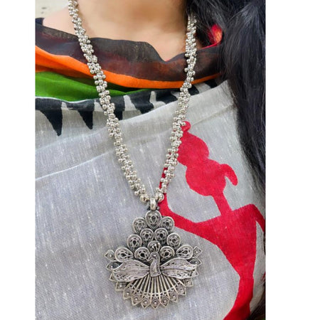Bollywood Oxidized Peacock Silver Plated Handmade Designer Jewellery set/ Party wear/ Casual Oxidized choker necklace earrings Jhumka Afgani OS-8