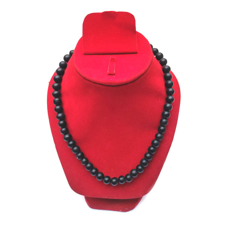 Black Matt Agate Crystal Round Beads Necklace