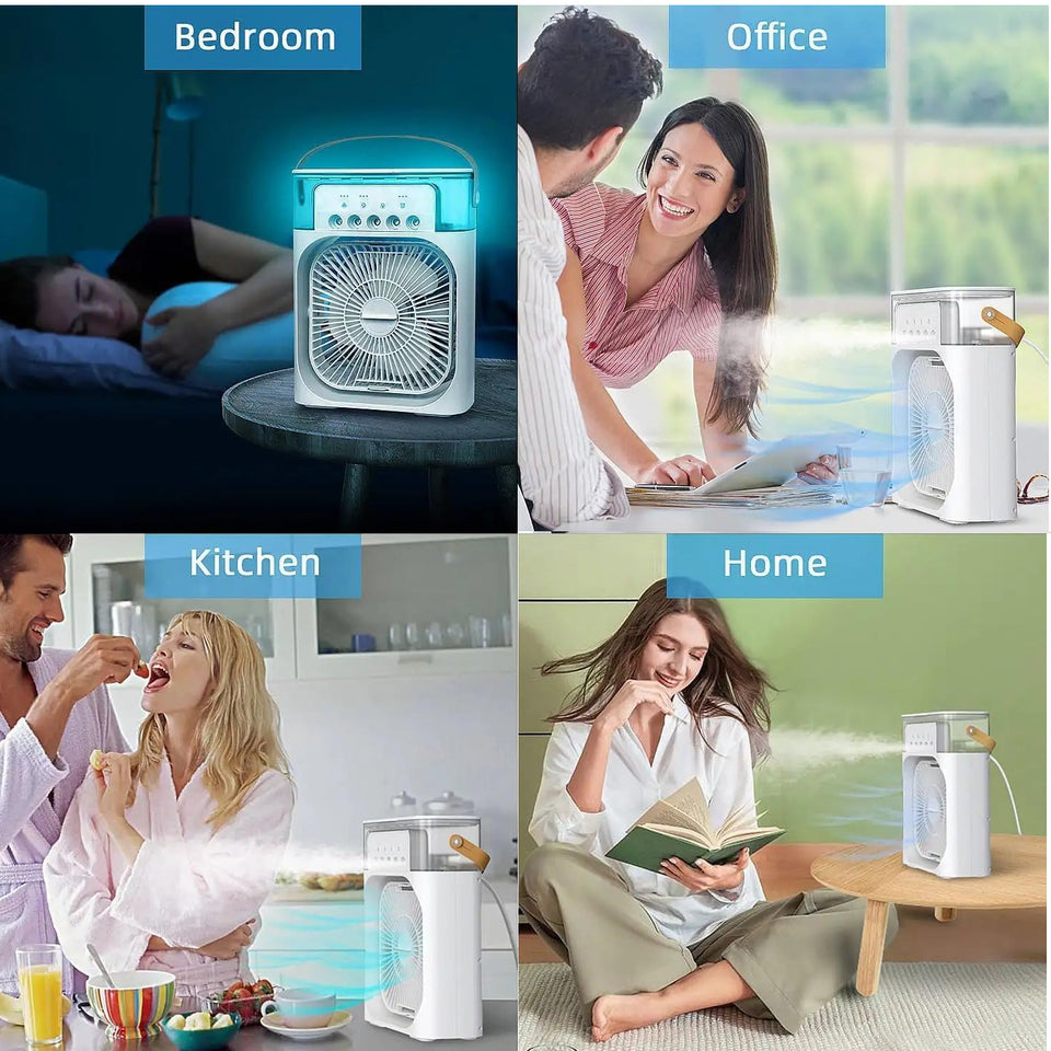 Mini Air Conditioner Mist Cooler for Room Cooling Mini AC Portable Mini Fan Artic Cooler with 7 Colors LED Light, 1/2/3 H Timer, 3 Wind Speeds and 3 Spray Modes for Office,Home,Dorm,Travel (Multicolor)