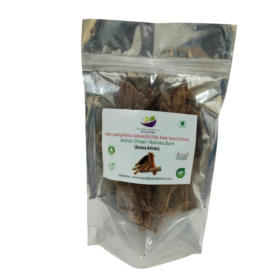 Kunjika Jadibooti Ashok Chaal - Ashoka Bark - Saraca Ashoka Bark - Ashok Tree Bark - 100 gm