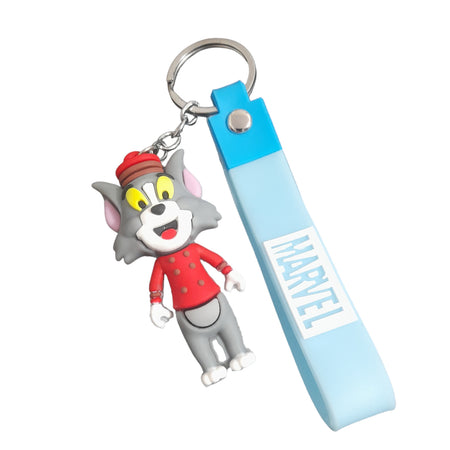 Tom the cat Keychain Silicone, Attractive Cartoon Key-Ring Door Car Key Chains