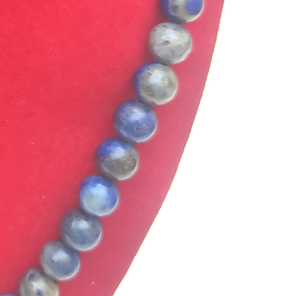 Lapis Lazuli Crystal Round Beads Necklace - 15 Inches, 6mm Beads (Semi-Precious Mala)