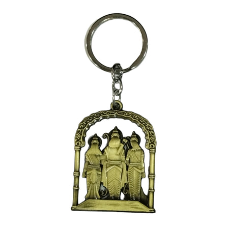 Lord Shri Ram Darbar Antique Finish Lord Shri Ram Ji, Sita Mata, Laxman Ji, Lord Hanuman Ji Keychain Metal | Ram Mandir Key Ring Double Sided