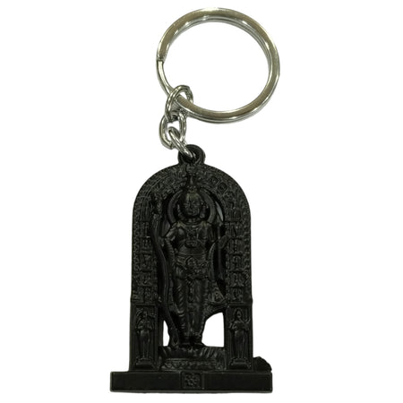 Lord Shri Ram Statue as of Ayodhya Ram Mandir  Keychain Metal | Black metal Double Sided