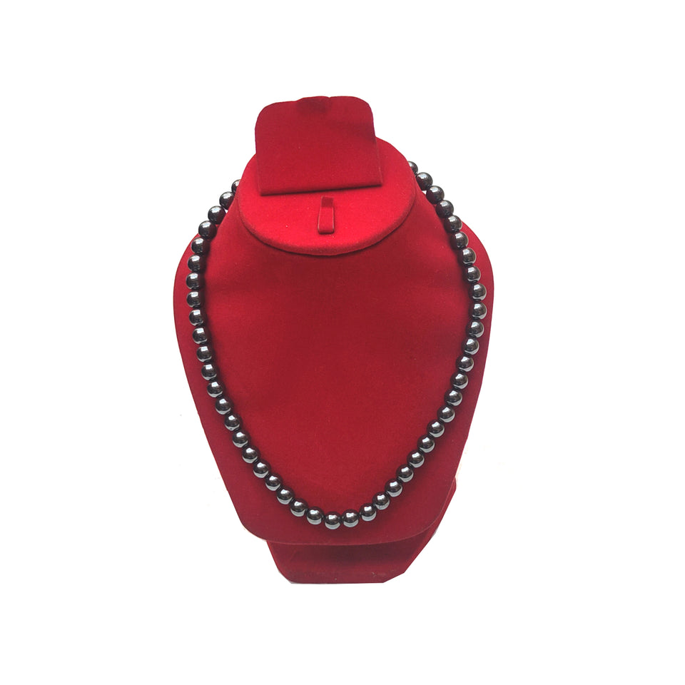 Hematite Crystal Round Beads Necklace - 15 Inches, 8mm Beads (Semi-Precious Mala)
