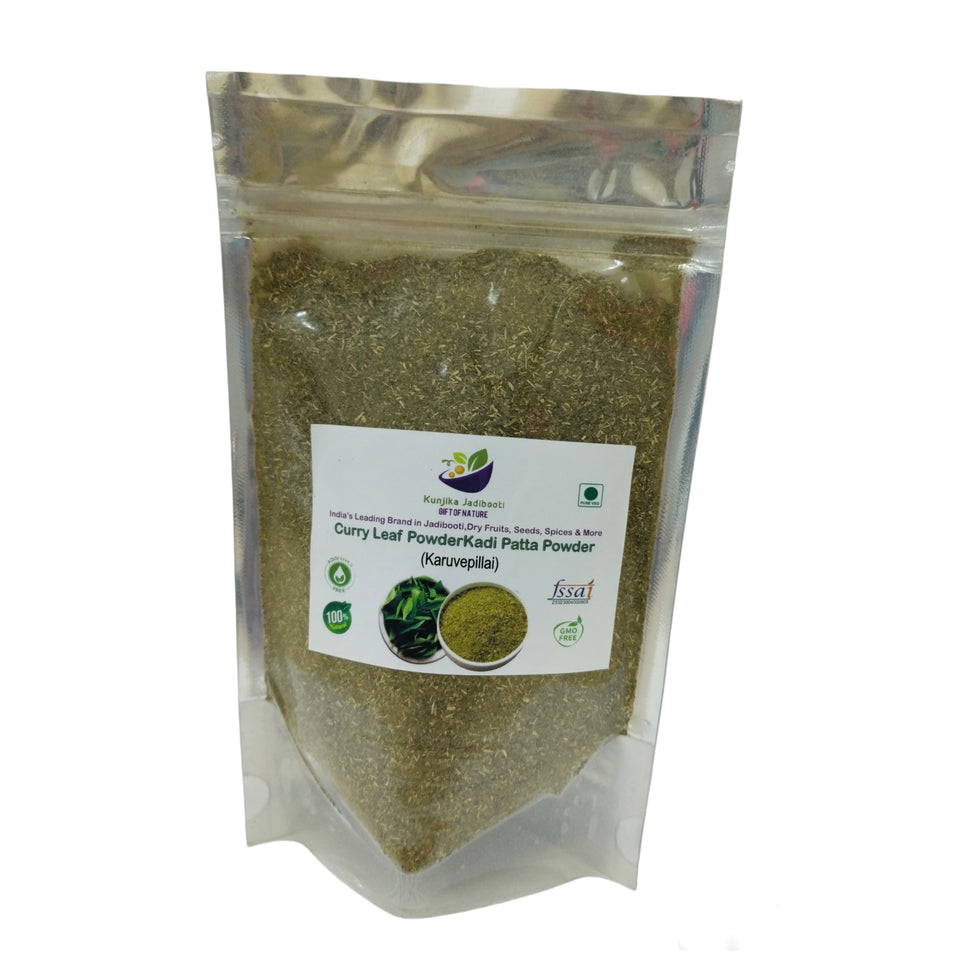 Kunjika Jadibooti Curry leaves Powder | Karuveppilai Powder | Kadi Patta Powder | Karibevu Powder for Hair & Eating (100 GM)
