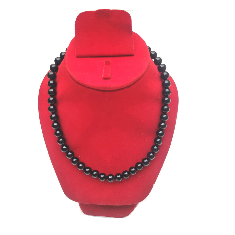Black Obsidian Crystal Round Beads Necklace