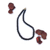 Black Agate Crystal Round Beads Necklace - 15 Inches, 8mm Beads (Semi-Precious Mala)
