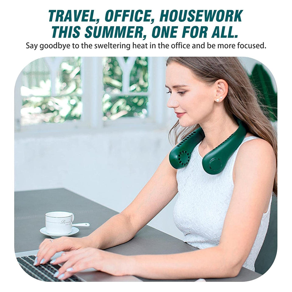Portable Neck Fan,Hands Free Bladeless Fan, 360° Cooling Personal 3 Speeds Adjustment, 78 Air Outlet, Headphone Design, Rechargeable, USB Powered Fan for Outdoor Indoor