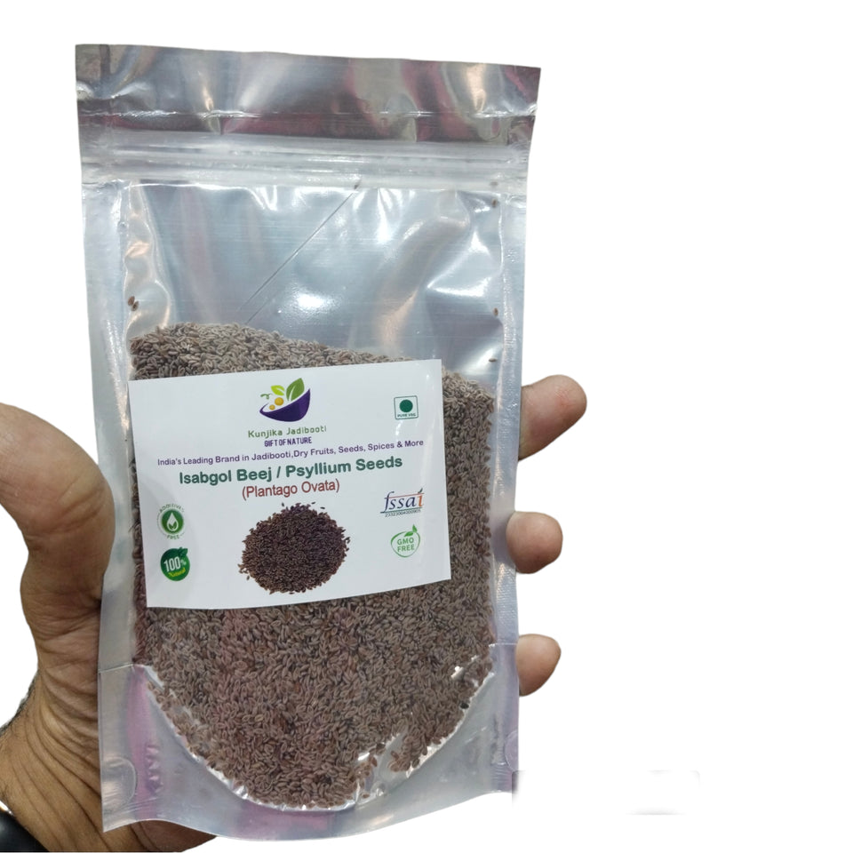 Kunjika Jadibooti Isabgol Beej - Psyllium Seeds - Edible Isabgol Seeds - Plantago Ovata - 100 gm