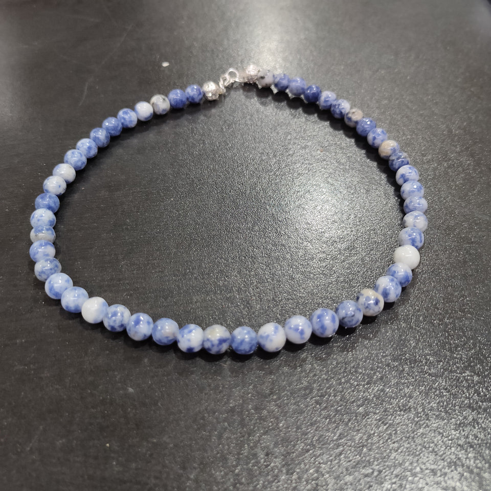 Sodalite Crystal Round Beads Necklace 16 Inches 8mm Beads Semi precious Gemstone Mala