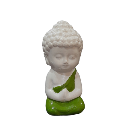 Child Buddha Green Color for Car Dashboard, Gift Item and for Decorative Showpiece - 8 cm (Polyresin)