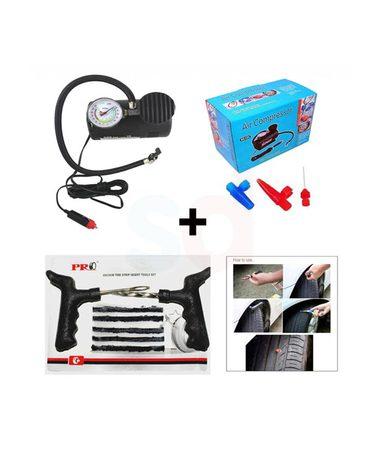 Car Emergency Combo - Air Compressor + Tyre repair Kit