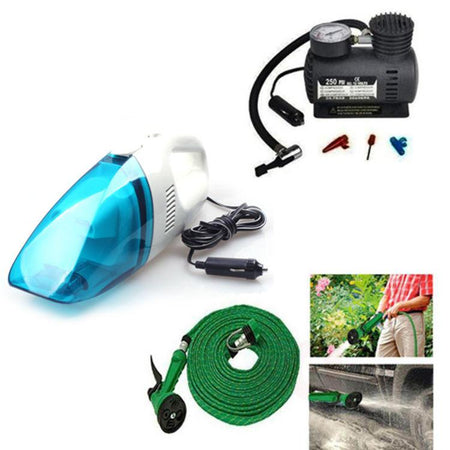 Car Utility Combo - Air Compressor + Water Gun + Car Vacuum Cleaner