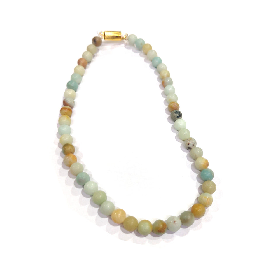 Amazonite Crystal Round Beads Necklace 15 Inches 8mm Beads Semi precious Amazonite Mala