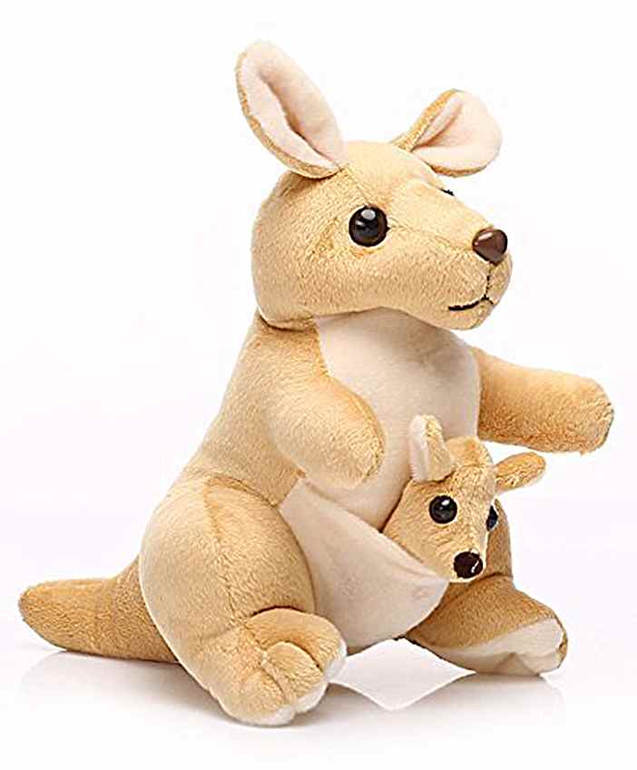 Soft and Plush Light Brown Kangaroo with baby 32 cm | Cute, Loving Animal Soft Toy with Baby | Adorable Soft Toy for Your Kid