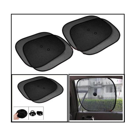 Premium Car Window Sun Shade Sunshade Mesh Type Black - 4 Pieces (2 Pair) - halfrate.in