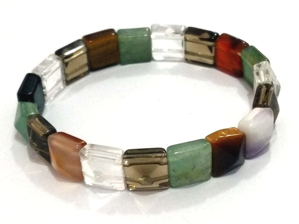 Chakra Stone Pyramid Shaped Bracelet, Multi Stone Feng Shui Crystal Pyramid Power Bracelet
