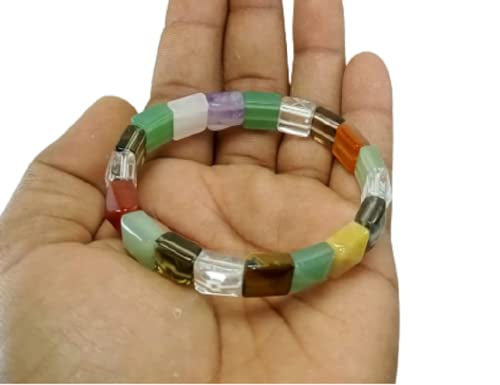 Chakra Stone Pyramid Shaped Bracelet, Multi Stone Feng Shui Crystal Pyramid Power Bracelet