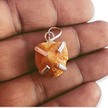 Natural Certified Machh Mani Pendant sea stone Pendant to Reduces and Removes Rahu Impact (Meen Mukta, fish stone) Lab Certificate Stone Pendant