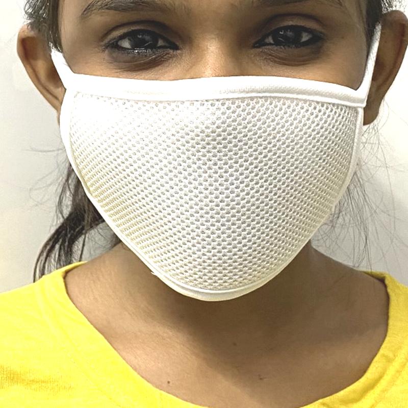 Ratehalf® White Lycra Anti-Dust Anti Pollution Reusable Washable Wind and Dust Proof Safety Dual Filter Face Mouth Mask For Men and Women - halfrate.in