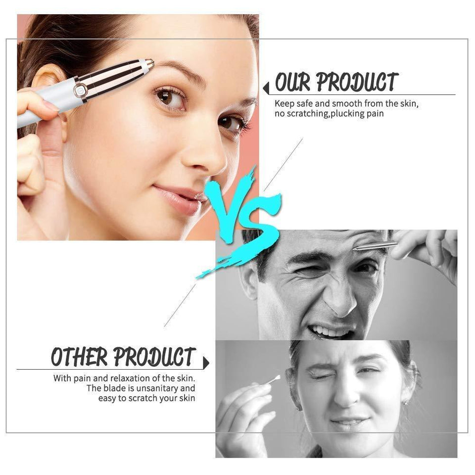 Flawless Eyebrow Hair Remover, Electric Painless Facial Hair Remover Trimmers with LED Light for Women - halfrate.in