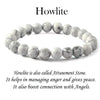 Howlite Natural Gemstone Bracelet Semi precious 8mm Beads Feng Shui Crystal Chakra Aura Personal Reiki Healing Crystals
