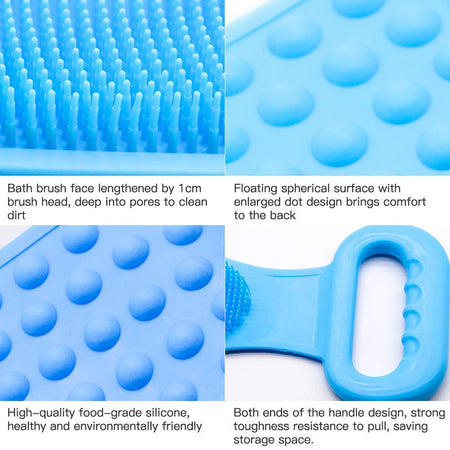 Silicone Bathing Brush Exfoliating Back Scrubber for Shower Skin Deep Cleaning Massage Men & Women Double Sided Bath Body Scrubber Brush