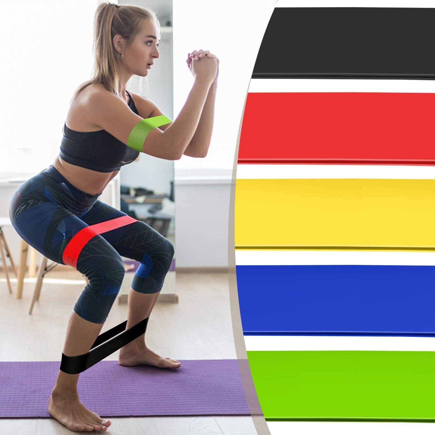 Resistance Loop Exercise Bands for Squats, Hips, Legs, Butt, Glutes an