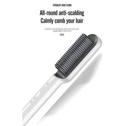 Hair Straightener Brush, Hair Styler Iron Built with Comb & Anti-Scald
