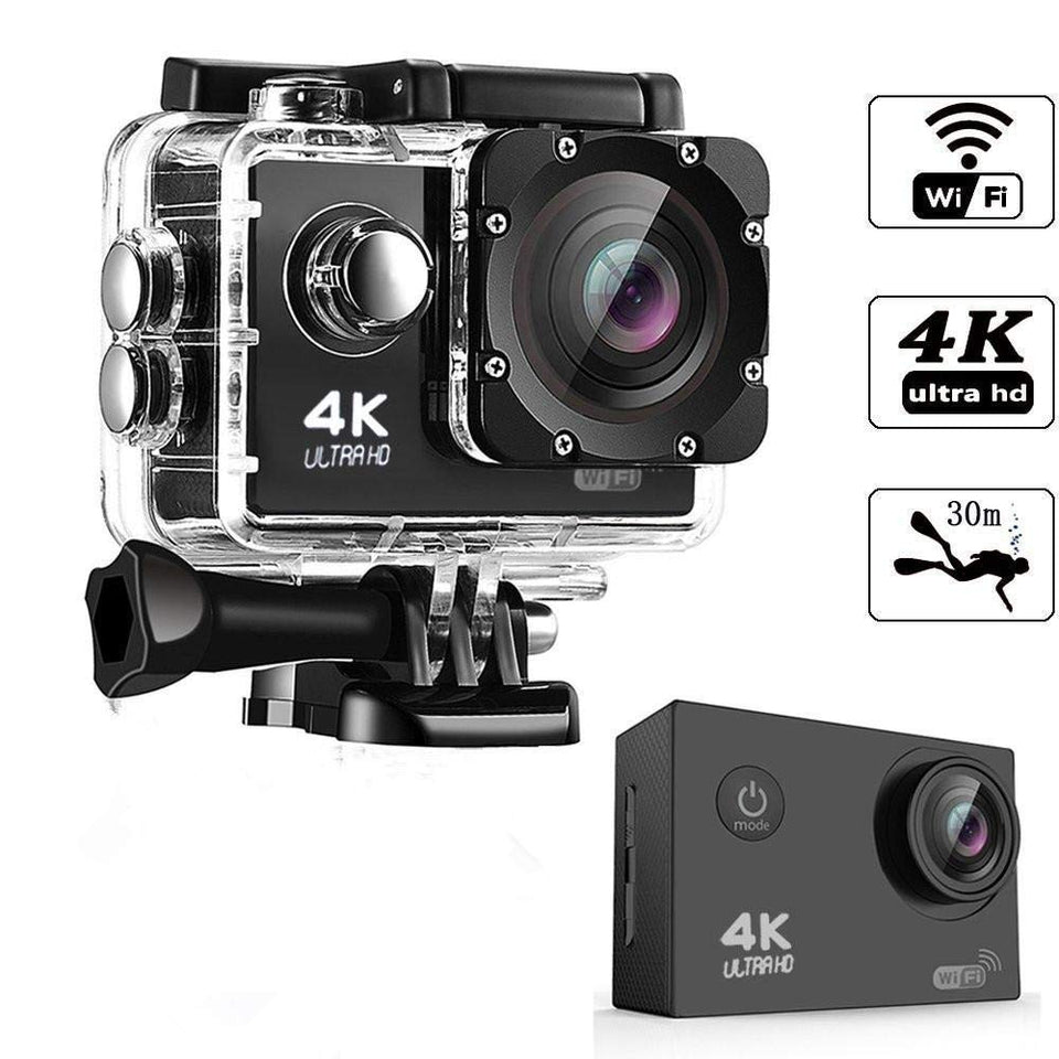 4K Water Resistant Sports Wi Fi Action Camera with Remote Control and 2 Inch Display