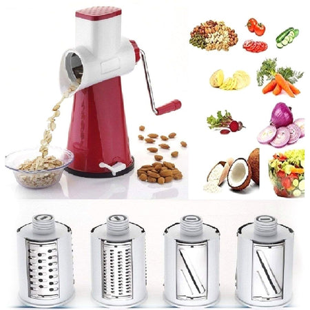 4 in 1 Drum Grater Shredder Slicer For Vegetable, Fruits, Chocolate, Dry Fruits Salad Maker - halfrate.in