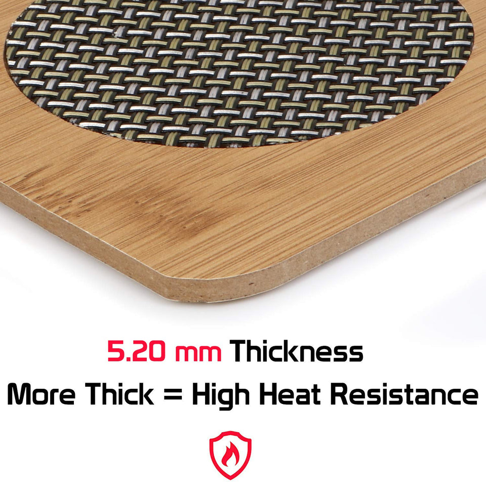 Square Shape Heating Insulation Wooden Coaster Heat Table Ware Pad Place mat for Hot Utensils - set of 2 - halfrate.in