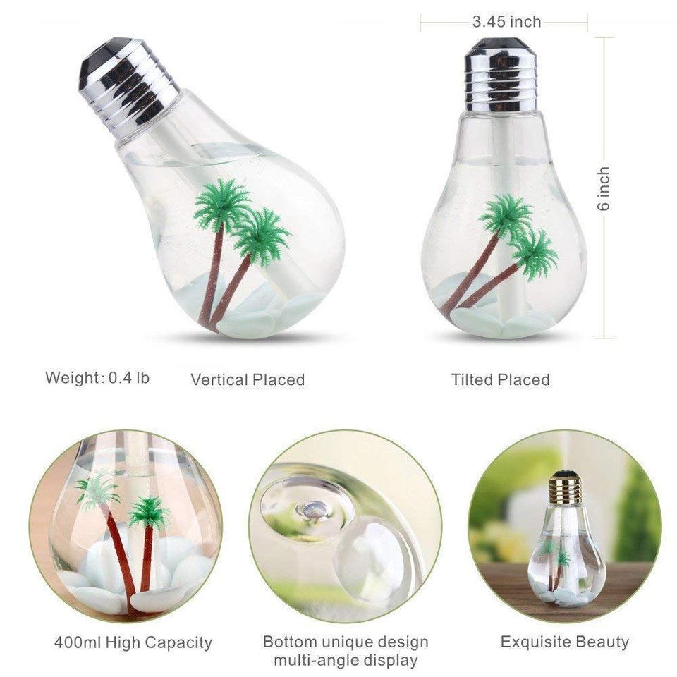Air humidifier light bulb humidifier portable desktop LED 7 color night light humidifier (Multi Color) Portable Room Air Purifier (Multicolor)
