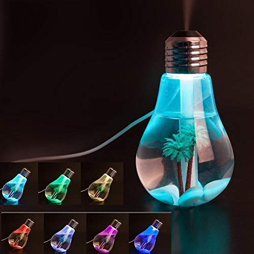 Air humidifier light bulb humidifier portable desktop LED 7 color night light humidifier (Multi Color) Portable Room Air Purifier (Multicolor)