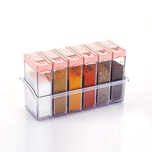 Plastic Spice JAR in Spice Rack Masala Box Set, 6-Pieces, Premium