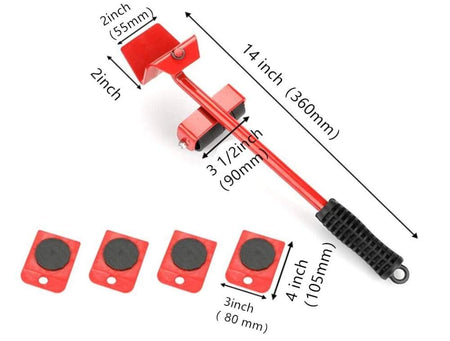 Furniture Lifter Easy Moving Sliders 5 Packs Mover Tool Set, Heavy Furniture Appliance Moving & Lifting System - Maximum Load Weight 330Lbs