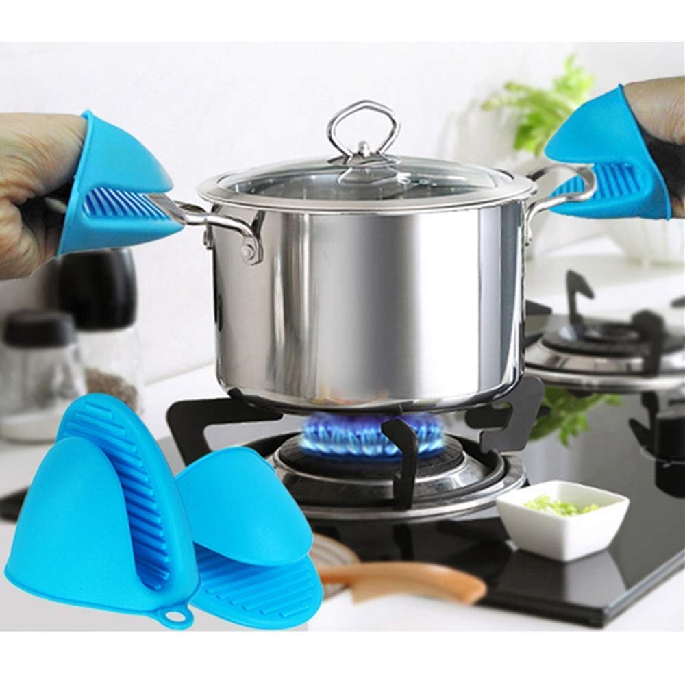 Style A-Red  2Pcs Silicone Pot Holder Anti Scalding Gloves Non Slip Handle Cover Microwave Oven Gloves Heat Resistant Clip Kitchen Gadgets Style A Red~p78460747