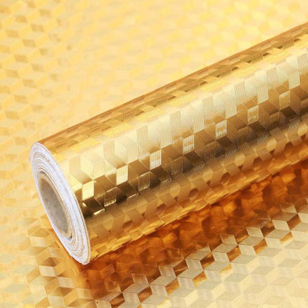 Kitchen Waterproof Self-Adhesive Anti-Mold , Golden foil for Wall and Aluminum Foil Paper Sticker Roll for Kitchen Wall, Drawers (Golden) (40 x 200 cm)