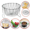 Stainless Steel Multi-Functional Foldable Cooking Chef Basket, Mesh Steam Rinse Strain Fry Basket Deep Fryer