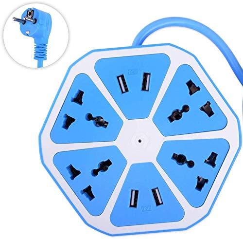 Ekdant®Heavy Duty Extension Board Hexagon Electrical Extension Cord Power Socket with 4 USB Port for Mobile with 2 Meter Wire 4 Surge Protector - halfrate.in