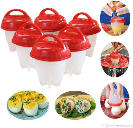 Egg Cooker BPA Free, Hard & Soft Boiled Maker Set 6 Packs, Nonstick Silicone Eggs Boiler Cookers Without Egg Shell - Multi Colour - 6 Pcs