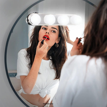 Studio Light Portable 4 LED Bulbs Light - Mirror Makeup Kit Battery Powered Makeup Light - Cosmetic Studio Glow Bright Lamps
