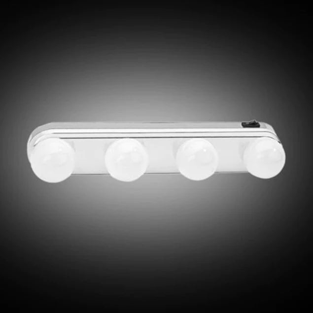 Studio Light Portable 4 LED Bulbs Light - Mirror Makeup Kit Battery Powered Makeup Light - Cosmetic Studio Glow Bright Lamps