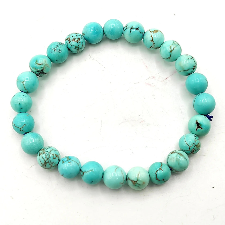 Turquoise / Firoza Bracelet Natural Crystal Healing Bracelet Gemstone Jewellery Beaded Stone Bracelet for Men & Women, Bead Size 6 mm