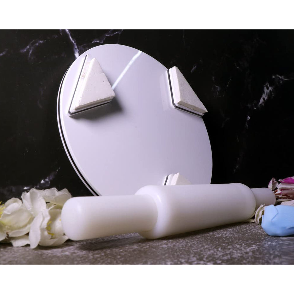 White Crystal Roti Roller + Acrylic Chakla chapati Maker Chakla with Stylish Crystal Belan Rolling pin - Upgrade Your Baking - Non-Stick & Zero Maintenance (Chakla + Belan )