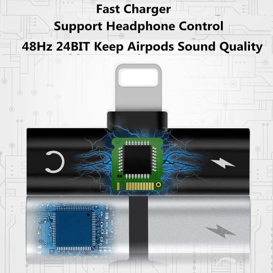 2 in 1 Mini Portable Charging Metal Splitter Audio & Charging Adapter Convertor for Apple iPhone X/8/8Plus/7/7Plus/6/6Plus - halfrate.in